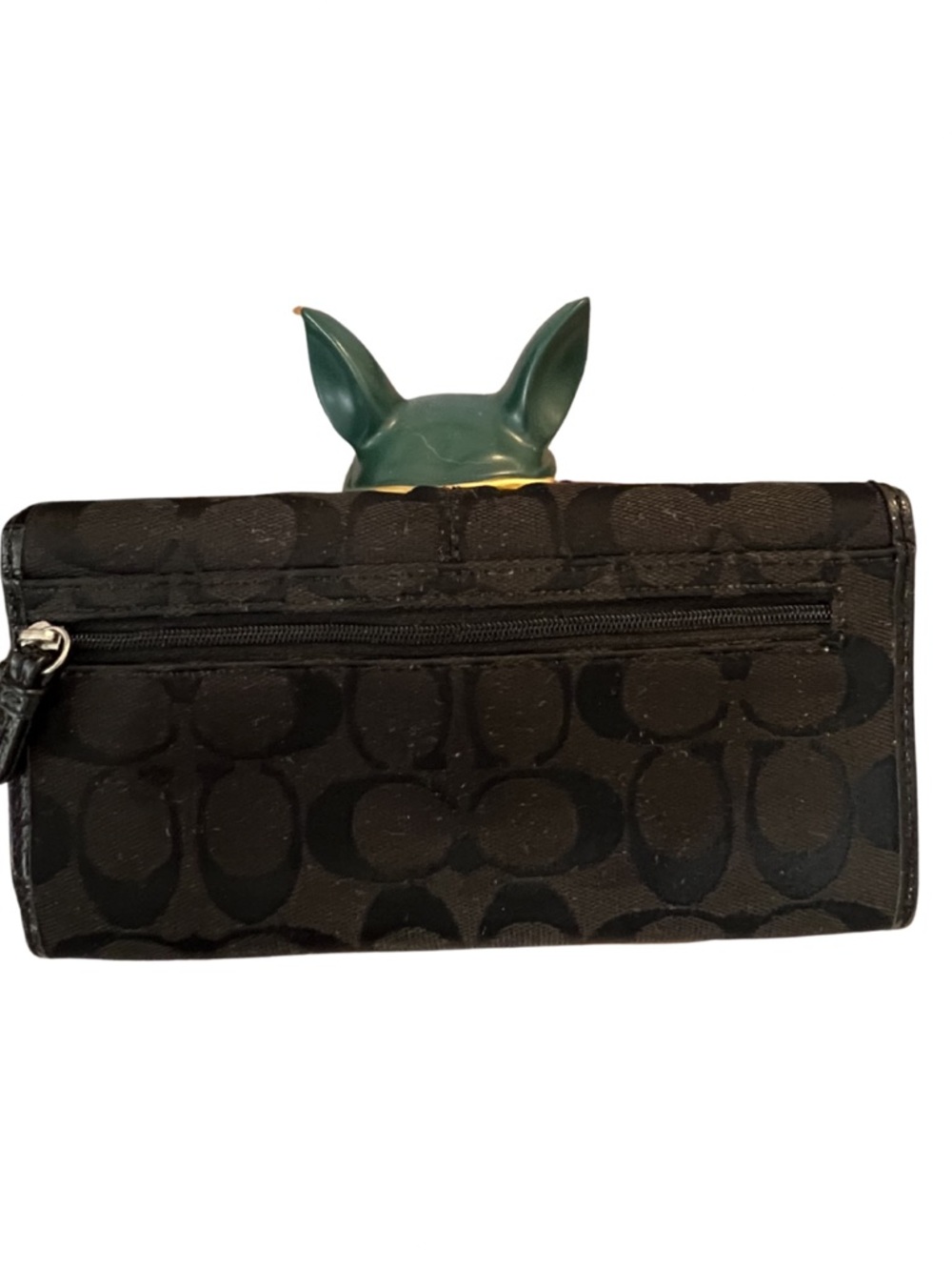 Coach Vintage Black Signature Jacquard Pleated Slim Envelope Wallet - Picture 2 of 5